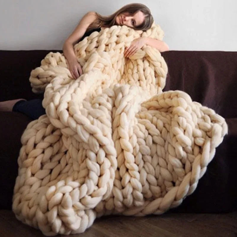 Chunky Knit Chenille Throw Blanket