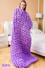 Chunky Knit Chenille Throw Blanket
