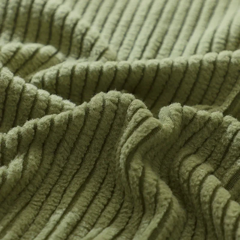 Close-up of soft corduroy sofa cover